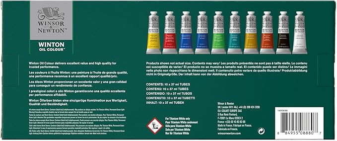 Winsor & Newton Winton Oil Color Paint, Starter Set, 10 x 37ml Tubes, 1.25 Fl Oz (Pack of 10)