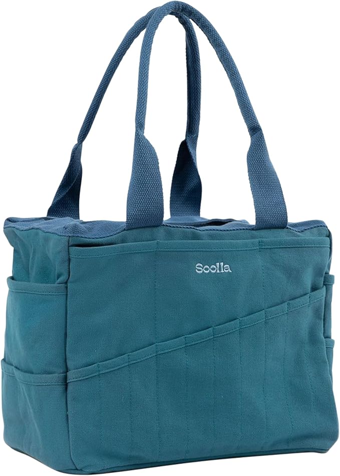 Soolla Studio Bag: Pottery Tool Bag & Craft Storage, Art Supply Organizer, Washable Tote, Knitting Yarn, Crochet Projects, 30 Pockets, 20+ Canvas Colors, Gift For Artists & Teachers (Aquamarine)