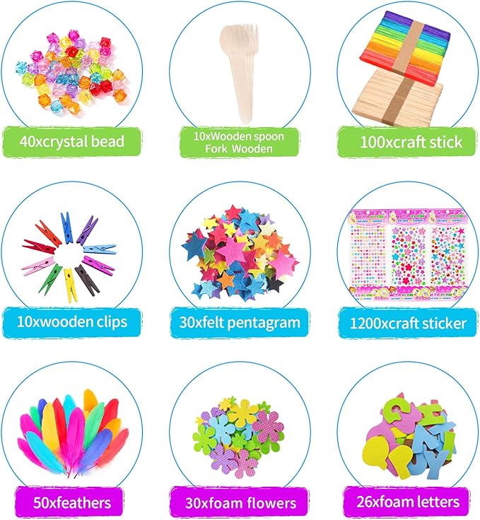 Itopstar 3000+ Kids Arts and Crafts Supplies for Kids Ultimate Crafting Supply Set in Portable 3 Layered Plastic Art Box Hobby Craft Set for Creative Projects (Ages 8+)