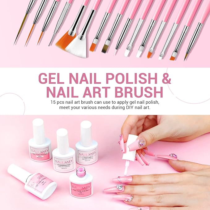 SAVILAND Acrylic Nail Kit with Drill: Professional Nails Kit Acrylic Set with Everything U V Light Nail Art Brush Glitter Powder Nail Stuff for Home DIY Salon Use Christmas Gift Set