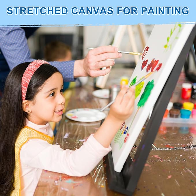 ESRICH Stretched Canvas for Painting, 12 Pack 9x12 Inch Canvas Value Pack,Primed Acid-Free Cotton Blank Canvases, Painting Canvas for Oil & Acrylic Paint.