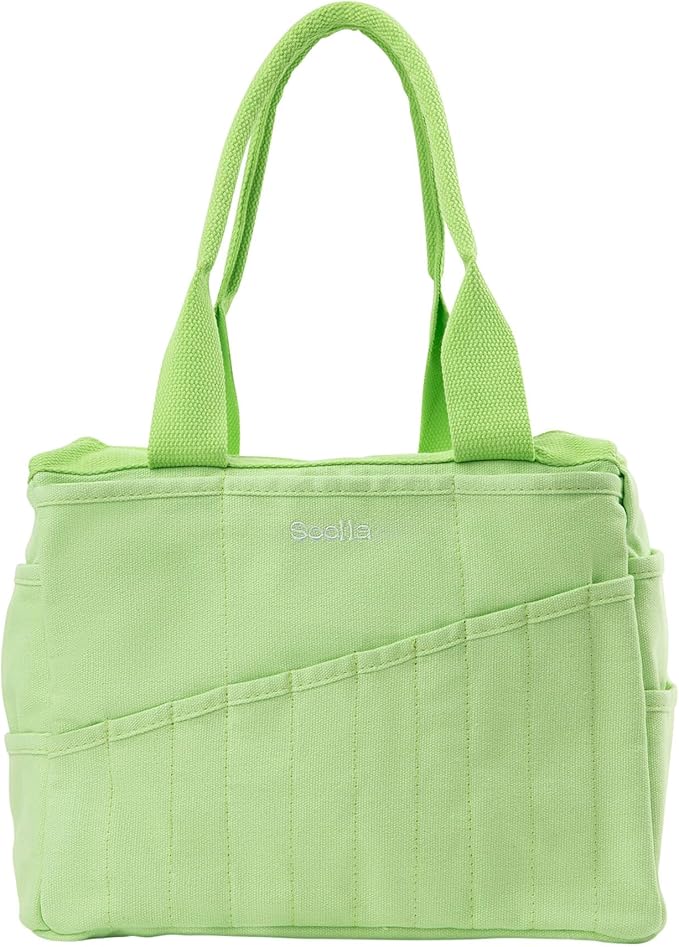 Soolla Studio Bag: Pottery Tool Bag & Craft Storage, Art Supply Organizer, Washable Tote, Knitting Yarn, Crochet Projects, 30 Pockets, 20+ Canvas Colors, Gift For Artists & Teachers (Lime Drip)