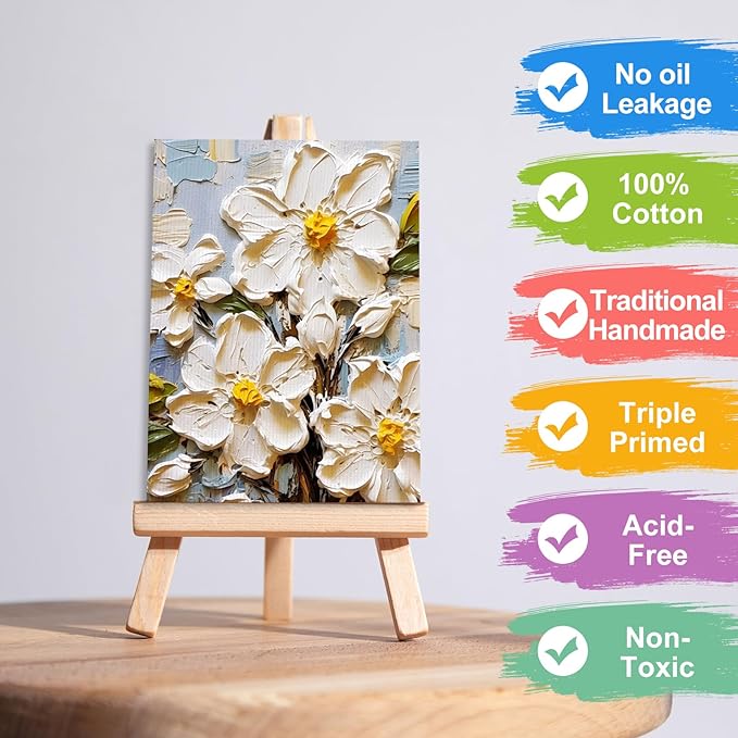 ESRICH Small Canvases for Painting, 5x7 Canvas for Painting 72 Pack, Mini Canvas Primed Acid-Free Blank Painting Canvas Panels for Oil, Watercolor, Acrylic Paint.