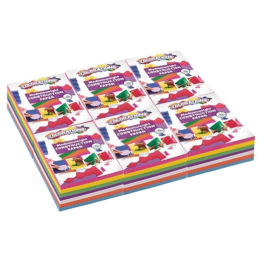 Colorations Construction Paper for Kids - 7 Colors - 3600 Bulk Sheets of 9X12 - Assorted Pack of Heavy-Duty Craft Paper