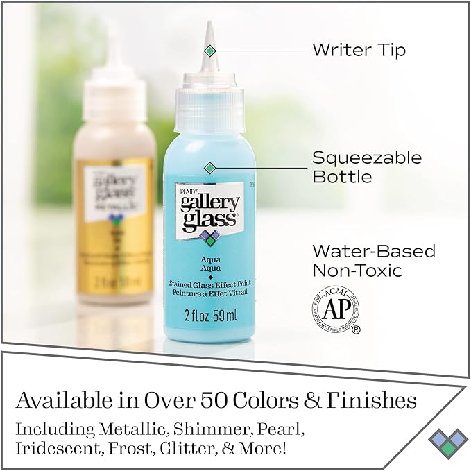 Gallery Glass Window Acrylic Craft Paint Set Formulated to be Non-Toxic, Perfect for Beginners and Artists, Eighteen Bottles, 2 Ounce, Assorted Colors 1