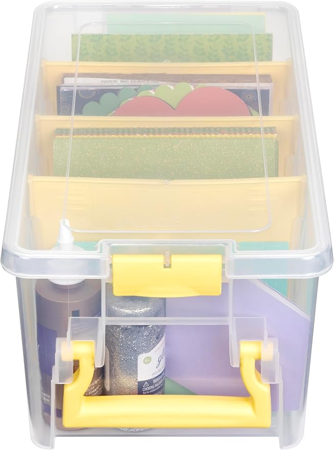 ArtBin 6925JY Semi Satchel with Yellow Accents Storage Container, Clear (Pack of 4)