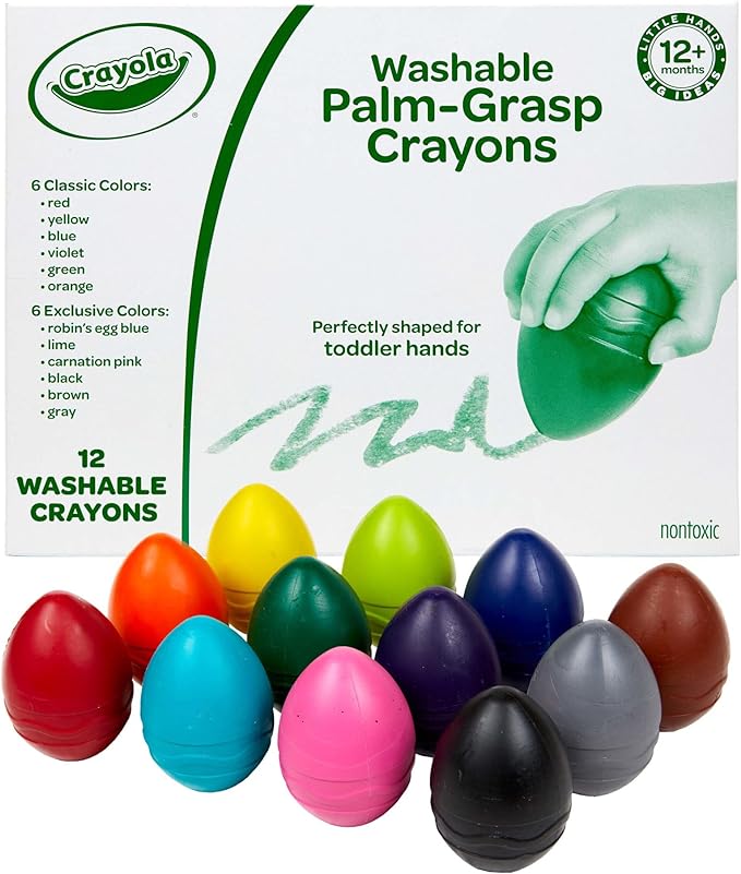 Crayola Large Egg Crayons (12ct), Jumbo Washable Crayons for Toddlers, Spring Craft Supplies, Small Egg Gift, Ages 1+