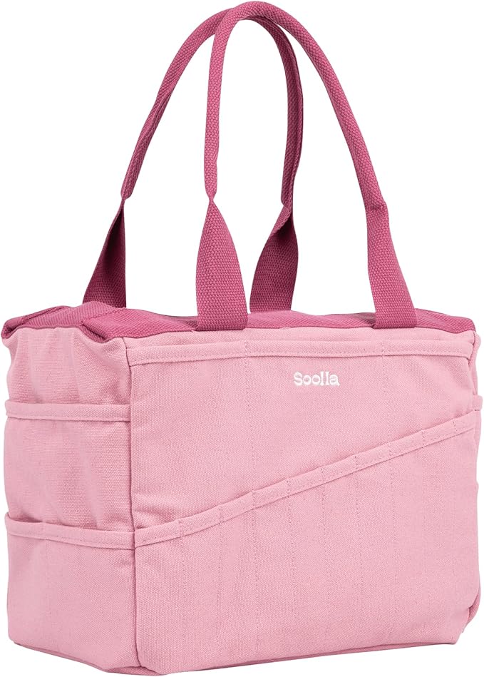 Soolla Studio Bag: Art Supply Storage & Pottery Tool Bag, Washable Craft Tote, Knitting Yarn Organizer, Crochet Projects, 30 Pockets, 20+ Canvas Colors, Gift for Artists & Teachers (Desert Rose)