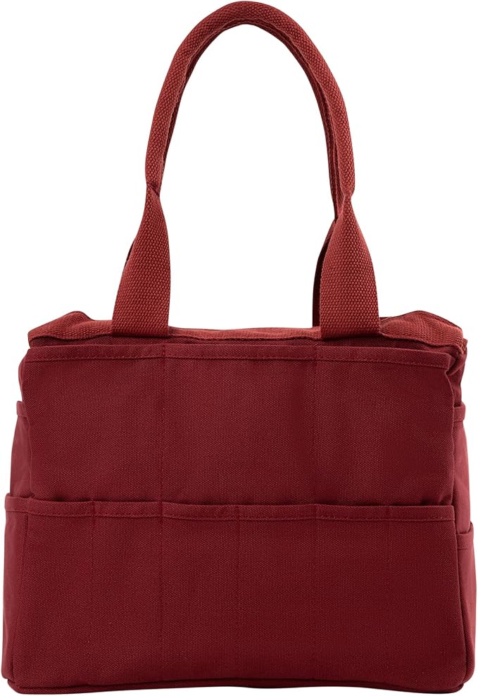 Soolla Studio Bag: Art Supply Organizer & Pottery Tool Bag, Washable Craft Tote, Knitting Yarn Holder, Crochet Projects, 30 Pockets, 20+ Canvas Colors, Gift for Artists & Teachers (Sangria Red)
