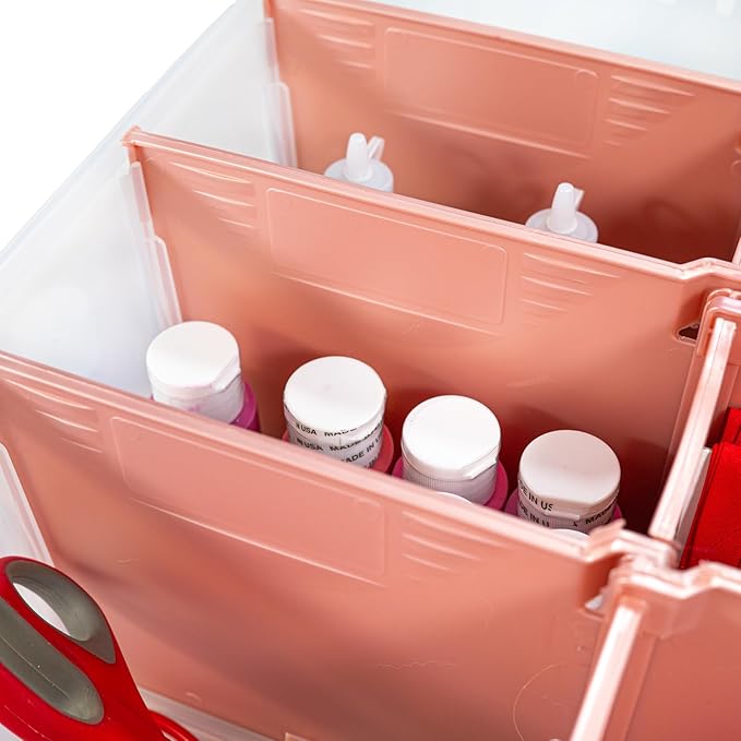 ArtBin 6990RK-AMZ Super Satchel Double Deep Compartment Box - Art Storage with 8 Removable Compartments, Smart Closure for Craft Supplies (Rose Gold - Pack of 3)