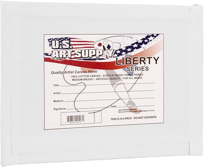 U.S. Art Supply 4 X 6 Inch Art Canvas Board Panels 12 Pack - 8 Ounce Heavyweight Cotton Acid Free Canvases for Painting Acrylics and Watercolor (1 Case of 12 Single Canvas Painting Panels)