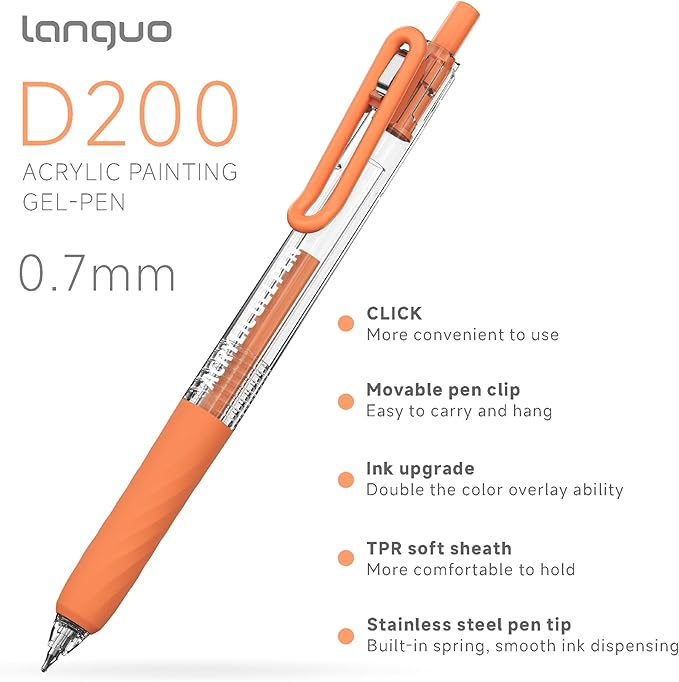languo Retractable Acrylic Gel Pens for Coloring, 90 Colors Click Acrylic Paint Pens Set with 0.7mm Tip for Adult Coloring, Colored Gel Pens for Black Paper, Rock, Glass, Fabric, DIY and Art Crafts