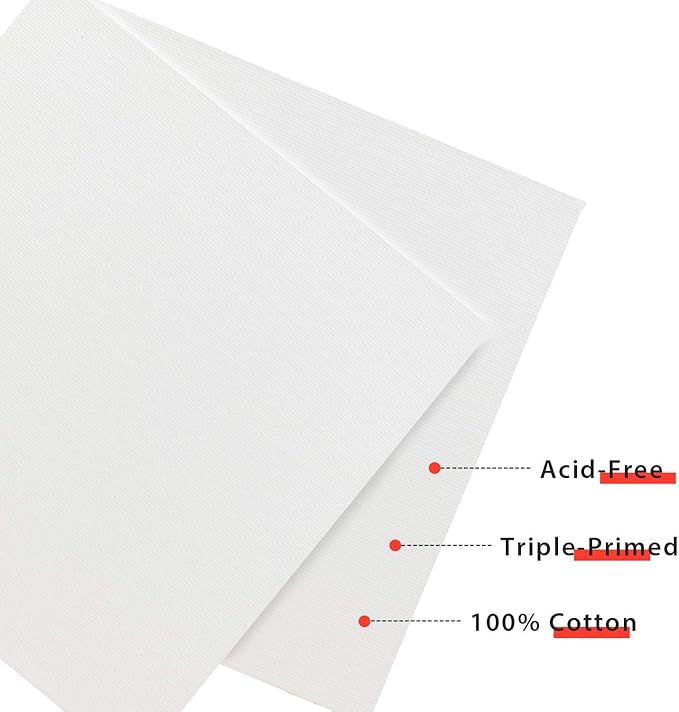 PHOENIX Small Painting Canvas Panels 6x6 Inch, 12 Value Pack - 8 Oz Triple Primed 100% Cotton Acid Free Square Canvas Boards for Painting, White Blank Flat Canvas Boards for Acrylic, Oil Paints
