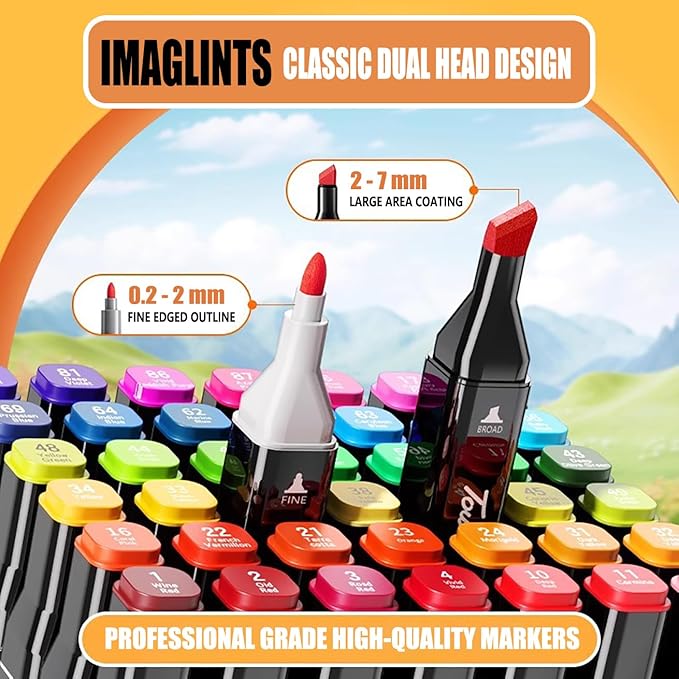 Alcohol Markers 80 Colors with Base Drawing Pen Dual Tip Art Markers for Sketch Anime Illustrations