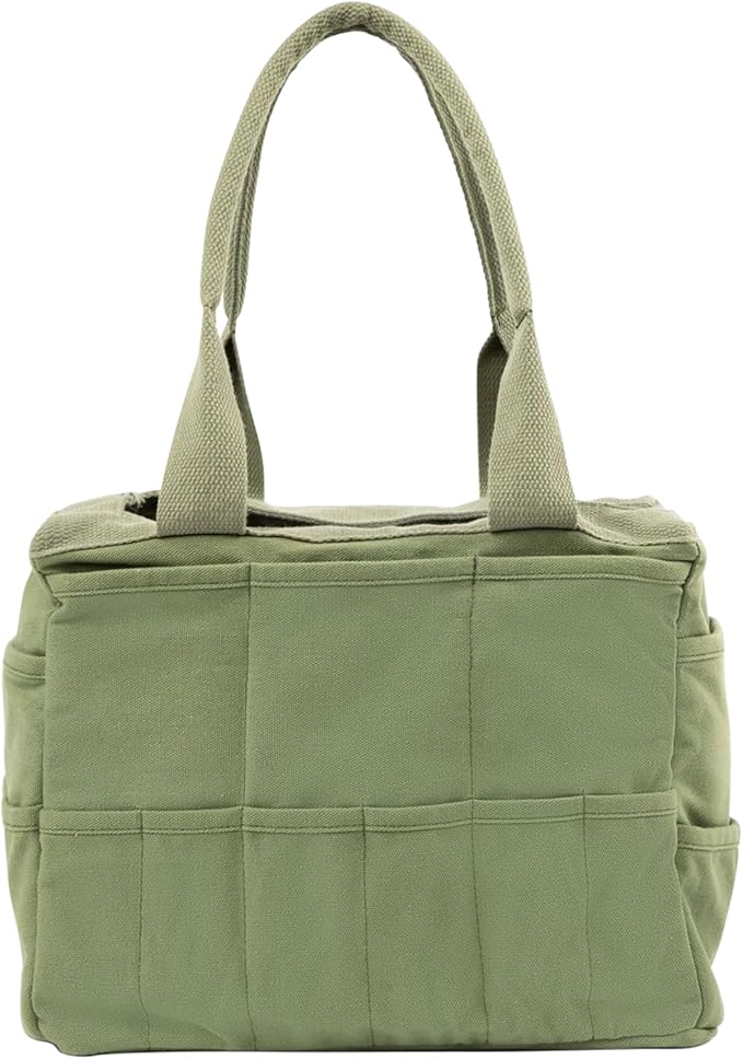 Soolla Studio Bag: Pottery Tool Bag, Art Supply Storage, Knitting Yarn Organizer, Crochet Projects, & Washable Craft Tote, 30 Pockets, 25+ Canvas Colors, Student Artist Gift (Ganja Green)