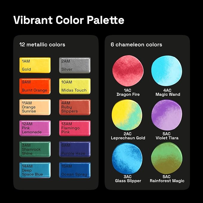 ARTISTRO 18 Metallic Color Watercolor Paint Set - Portable Paint Art Kit with Palette and Brush Pens - Travel Water Color Set for Adults, Professionals, Kids - Art and Painting Supplies - Gift Idea