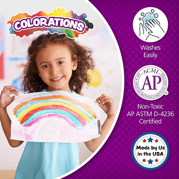Colorations - SWT16 Simply Washable Tempera Paints, 16 fl oz, Set of 11 Colors, Non Toxic, Vibrant, Bold, Kids Paint, Craft, Hobby, Arts & Crafts, Fun, Art Supplies