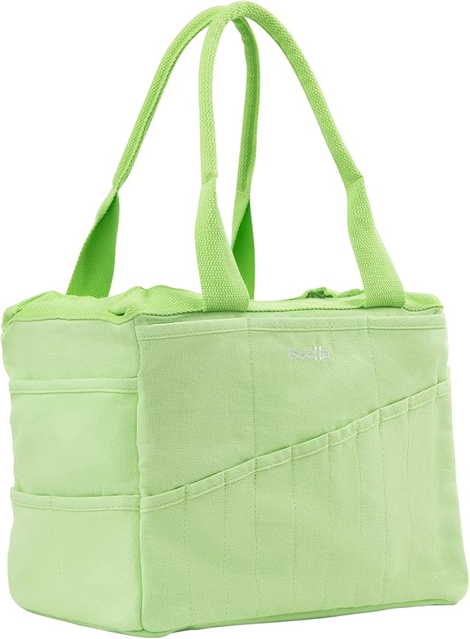 Soolla Studio Bag: Pottery Tool Bag & Craft Storage, Art Supply Organizer, Washable Tote, Knitting Yarn, Crochet Projects, 30 Pockets, 20+ Canvas Colors, Gift For Artists & Teachers (Lime Drip)