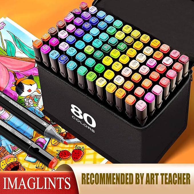 Alcohol Markers 80 Colors with Base Drawing Pen Dual Tip Art Markers for Sketch Anime Illustrations