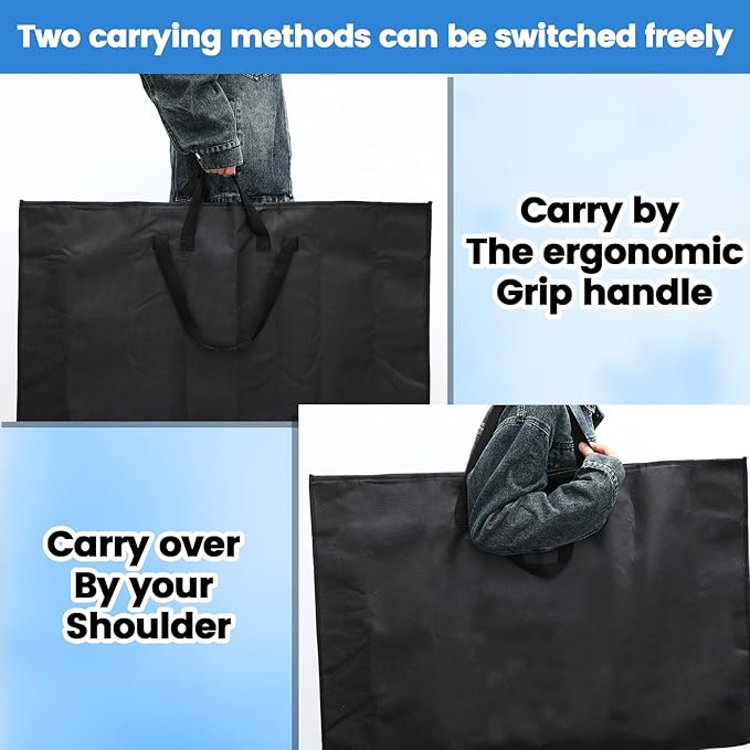 Abbylike 24 x 36 Inch Art Portfolio Bag Large Waterproof Nylon Carry Case Shoulder Strap Poster Board Painting Drawing Sketch Storage Artist Portfolio for Students Artwork Gift Supplies(Black)