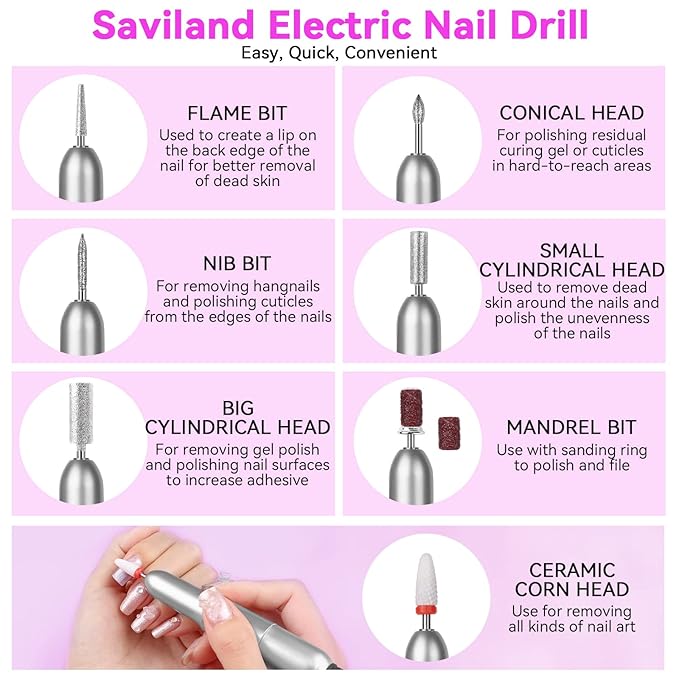 SAVILAND Acrylic Nail Kit with U V Light – Acrylic Nails Set Christmas Gift Set for Beginners with Nails Brush Practice Finger Portable Nail Drill for for Home DIY