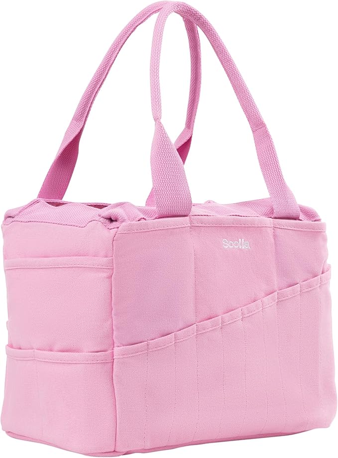 Soolla Studio Bag: Craft Organizer & Pottery Tool Bag, Washable Art Supply Tote, Knitting Yarn, Crochet Projects, 30 Pockets, 20+ Canvas Colors, Artist Gift for Adults (Flirty Flamingo)