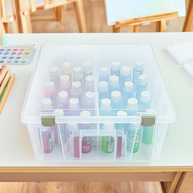 ArtBin 6990AB Super Satchel Double Deep Compartment Box - Art Storage with 8 Removable Compartments, Smart Closure for Craft Supplies (Gold- Pack of 1)