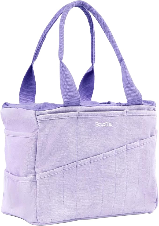 Soolla Studio Bag - World's Most Loved Art Supply & Pottery Tool Bag, Washable, Over 30 Pockets, 10 Premium Colors, Canvas Tote, Craft Organizer, Sewing, Knitting, Adults, Students, Kids (Lilac Love)