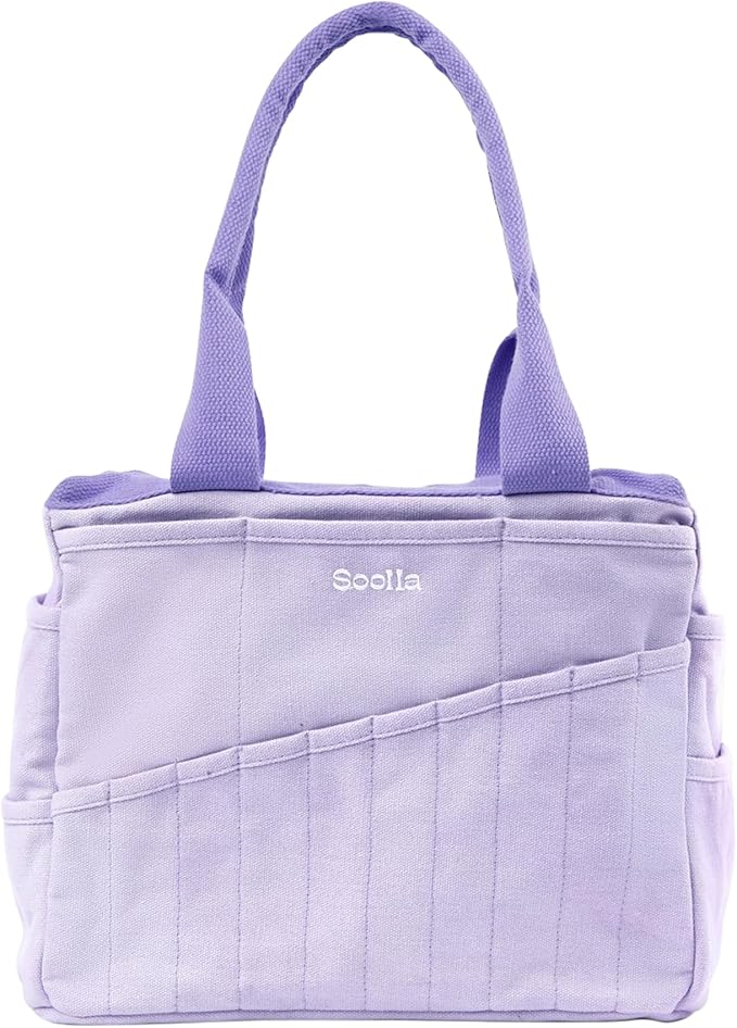 Soolla Studio Bag - World's Most Loved Art Supply & Pottery Tool Bag, Washable, Over 30 Pockets, 10 Premium Colors, Canvas Tote, Craft Organizer, Sewing, Knitting, Adults, Students, Kids (Lilac Love)
