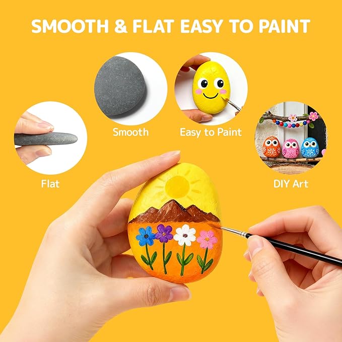 Simetufy 150 Pcs River Rocks for Painting, 2"-3" Painting Rocks, Flat & Smooth Stones Bulk to Paint, Natural Crafts & Art for Kids Adults