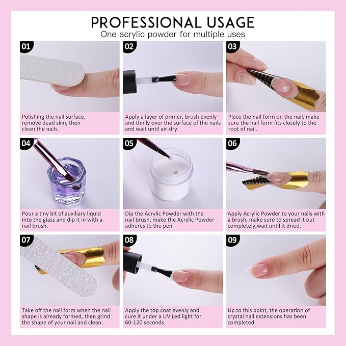 Acrylic Nail Kit with Everything: Beginners Set with Drill - Professional Acrylic Powder Glitter Monomer False Tips Top Base Coat Starter Kit - Full Decorations Nail Supplies for Nail Extensions Gift