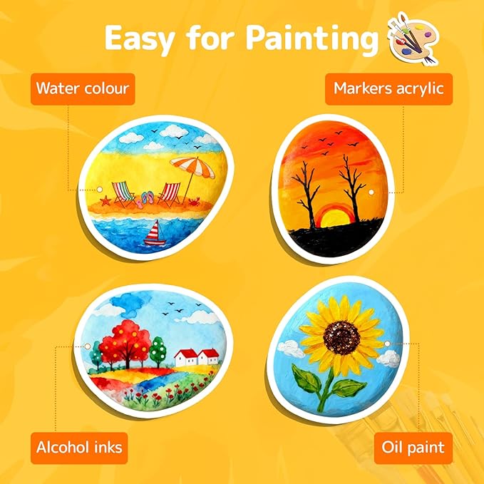 Simetufy 150 Pcs River Rocks for Painting, 2"-3" Painting Rocks, Flat & Smooth Stones Bulk to Paint, Natural Crafts & Art for Kids Adults