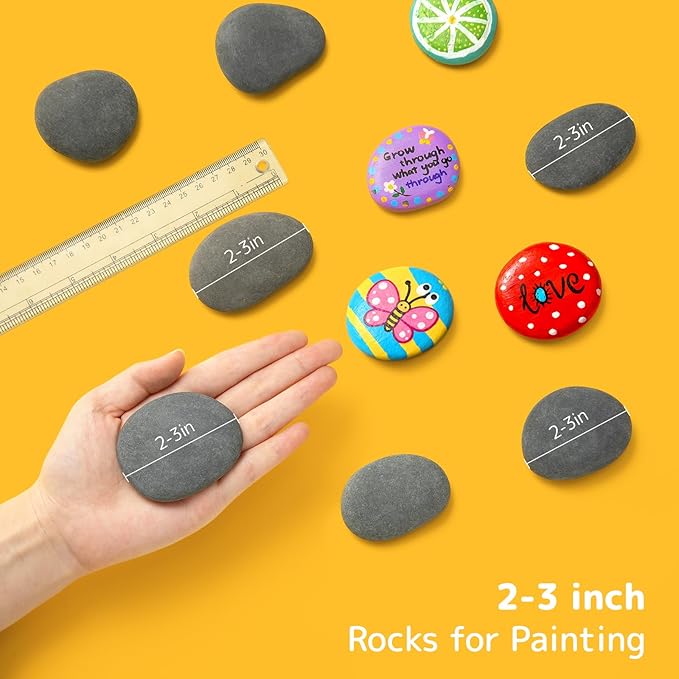 Simetufy 30 Pcs Rocks for Painting, 2"-3" Painting Rock, Flat & Smooth Natural Stones to Paint, Art & Crafts for Kids & Adults