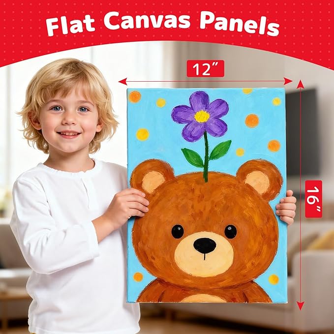 Simetufy 32 Pack 12x16 inch Large Flat Canvas Boards for Painting- Gesso Primed Acid-Free 100% Cotton Paint Canvas Panels for Acrylics Oil Watercolor Tempera