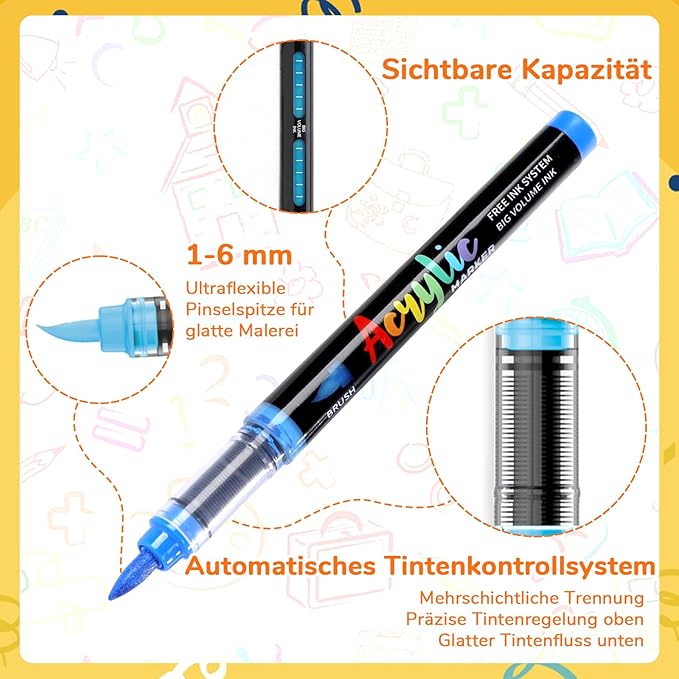 240 Colors Acrylic Paint Markers Brush Tip, Automatic Ink Control Acrylic Paint Pens Waterproof Acrylic Markers Set for Holiday Decorations, Stone, Wood, Glass, DIY & Art Supplies