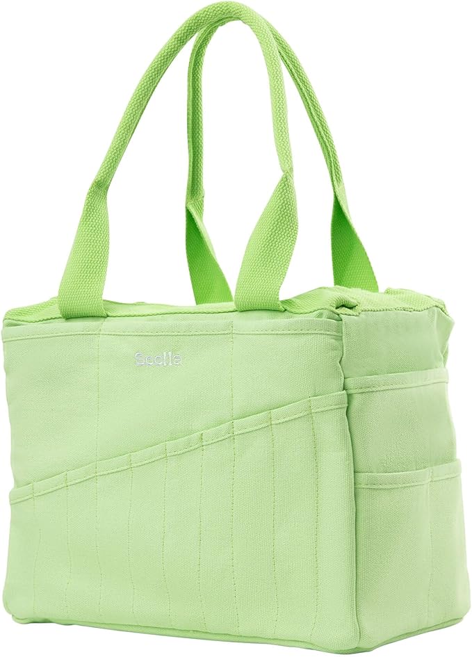 Soolla Studio Bag: Pottery Tool Bag & Craft Storage, Art Supply Organizer, Washable Tote, Knitting Yarn, Crochet Projects, 30 Pockets, 20+ Canvas Colors, Gift For Artists & Teachers (Lime Drip)