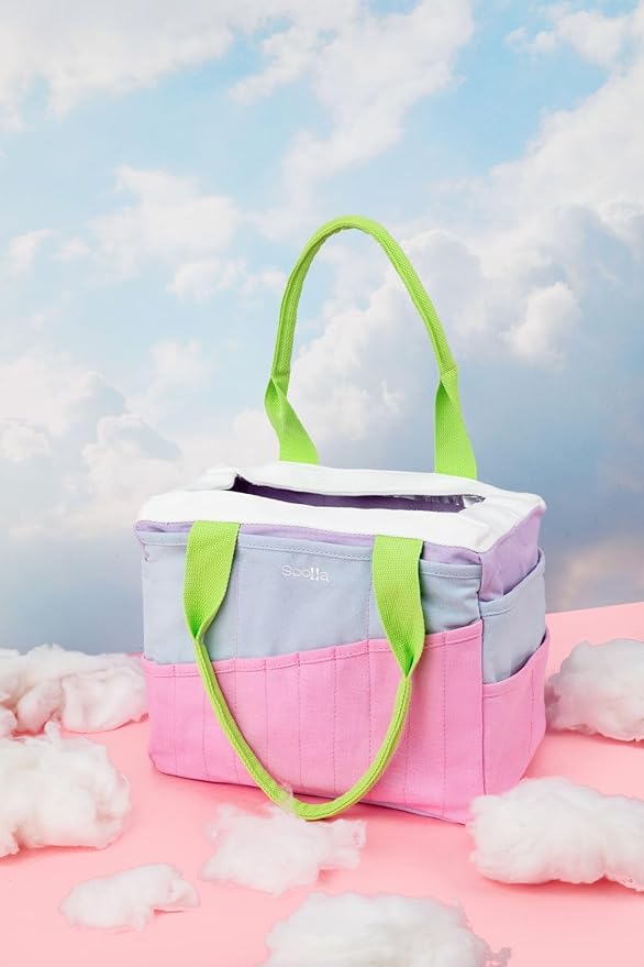 Soolla Studio Bag: Pottery Tool Bag, Art Supply Storage, Knitting Yarn Organizer, Crochet Projects, & Washable Craft Tote, 30 Pockets, 25+ Canvas Colors, Student Artist Gift (80's Windbreaker)