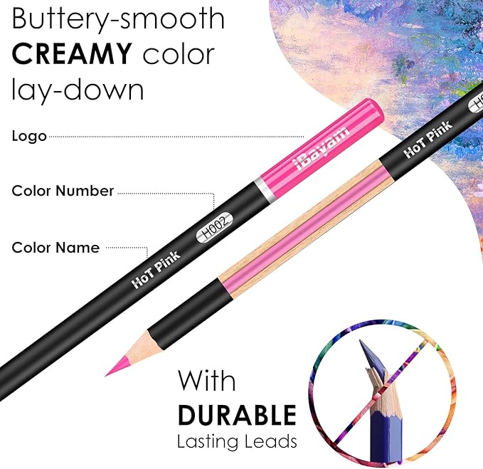 iBayam 123-Pack Colored Pencils Set with 3-Color Sketch Book, Coloring Pencils, Art Supplies Sketching Kits, Professional Artist Drawing Pencils for Artists, Adult