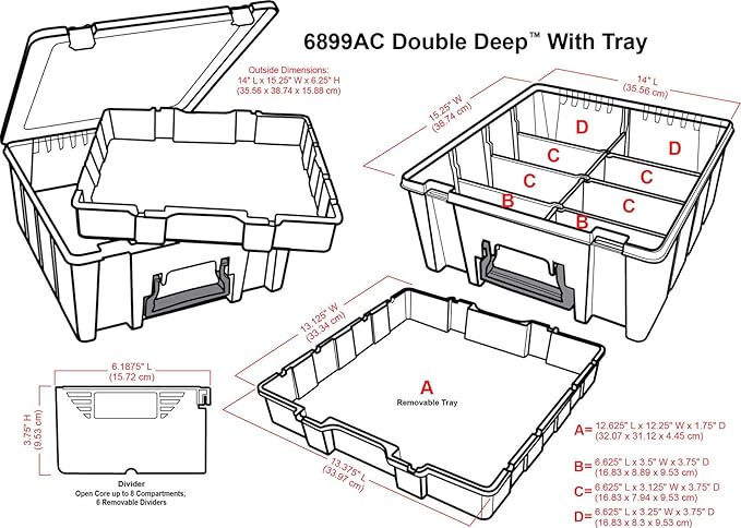 ArtBin 6899AZ Super Satchel Double Deep with Lift-Out Tray Storage Container, Portable Arts & Crafts Organizer with Removable Dividers, Clear