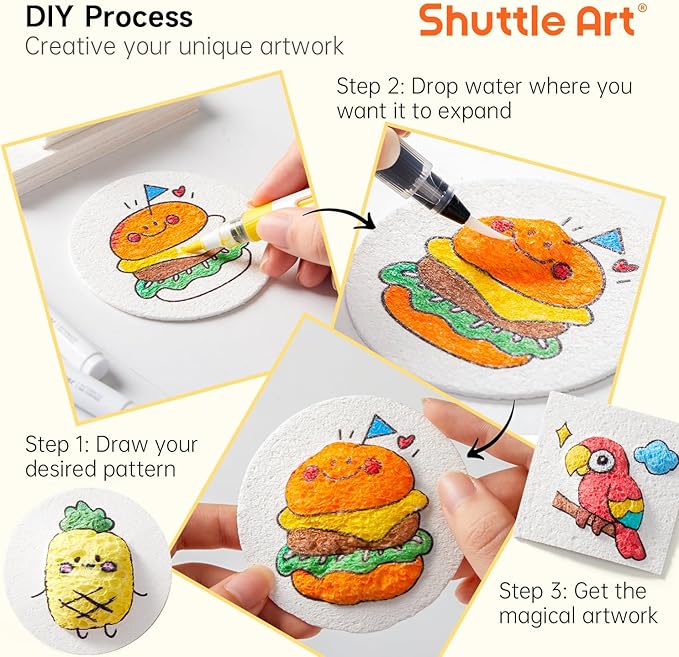 Shuttle Art 68 Pcs Magic Foam Texture Painting Refill Paper Kit - 60 Sheets of Upgraded Foam Texture Paper for a Magical 3D Effect