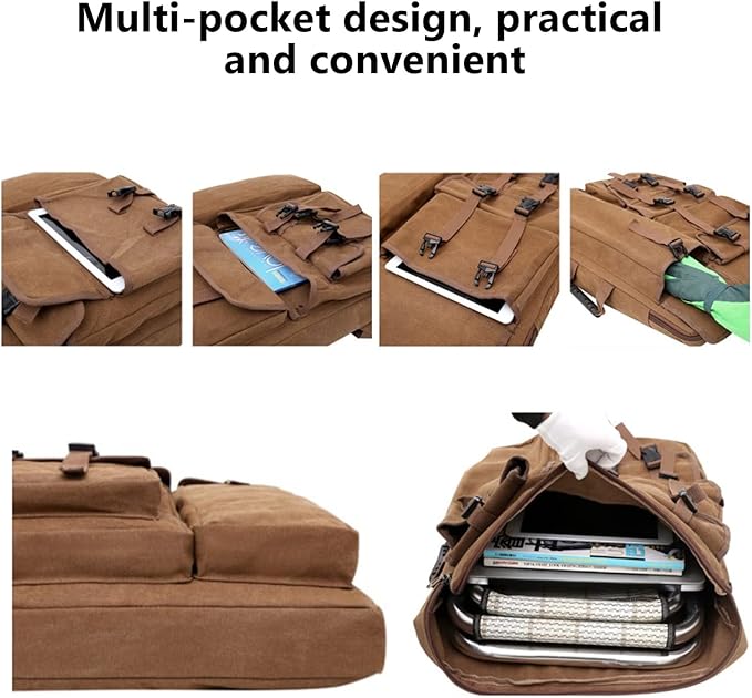 Walfront Art Portfolio Artist Backpack Coffee Canvas Artist Portfolio Carry Case Storage Backpack, Art Supply Tote Bag with Handheld Strap Multi-functional Sketching Drawing Painting Portfolio, 4K