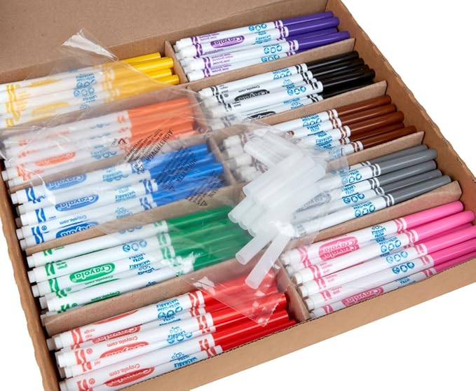 Crayola Ultra Clean Washable Markers Classpack (200ct), 10 Assorted Colors, Bulk Markers for Preschool, Kindergarten, Elementary Classrooms, Ages 3, 4, 5