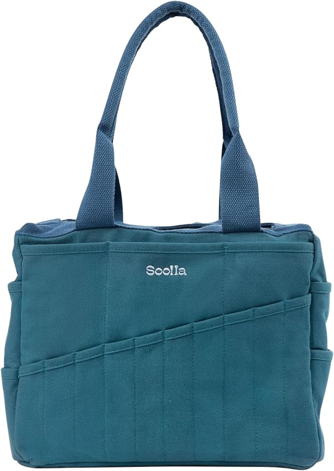 Soolla Studio Bag: Pottery Tool Bag & Craft Storage, Art Supply Organizer, Washable Tote, Knitting Yarn, Crochet Projects, 30 Pockets, 20+ Canvas Colors, Gift For Artists & Teachers (Aquamarine)