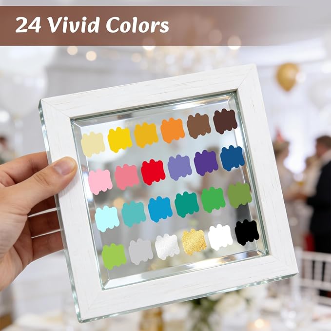Betem Dual Tip Acrylic Paint Pens, 24 Colors Paint Markers for Glass, Window, Fabric, Wood, Rock, Canvas, Acrylic Markers with Fine & Brush Tip, Art & Craft Supplies, Teacher Appreciation Gift