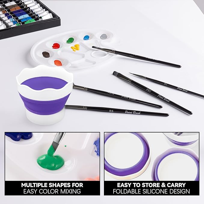 koseibal Acrylic Paint Set for Adults & Kids - 37PCS Art Painting Supplies Kit with 18 Colors Acrylic Paint, 8 Paint Brushes,6 Canvas Panels, Wooden Easel,Palette, Painting Pad