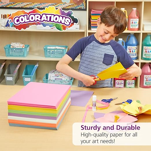 Colorations Construction Paper for Kids - 7 Colors - 3600 Bulk Sheets of 9X12 - Assorted Pack of Heavy-Duty Craft Paper