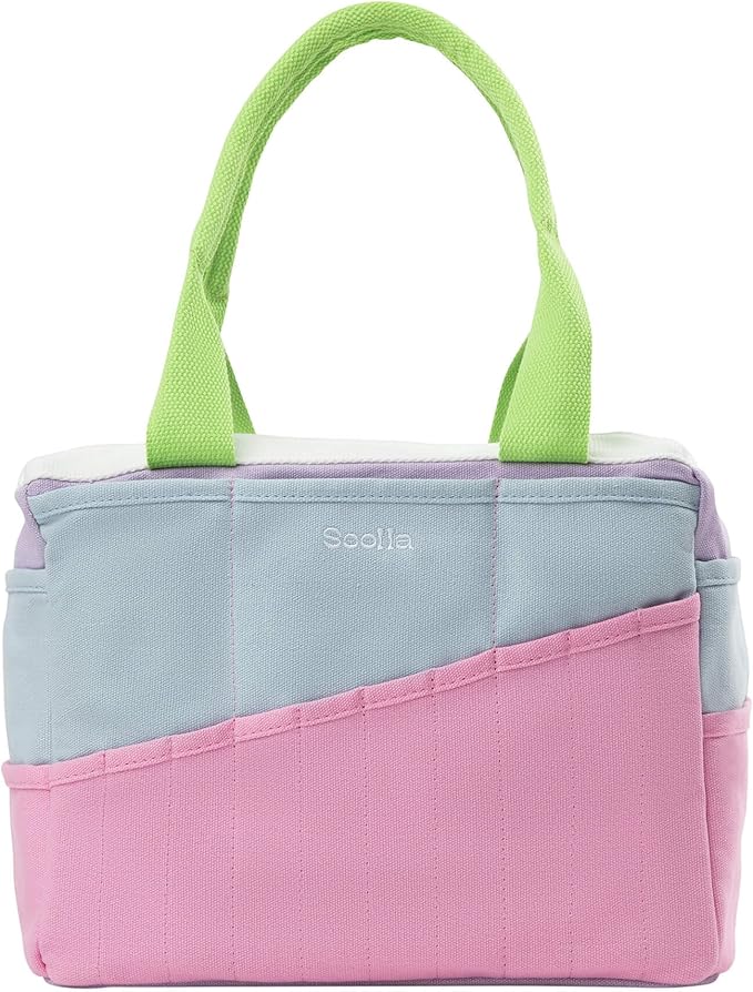 Soolla Studio Bag: Pottery Tool Bag, Art Supply Storage, Knitting Yarn Organizer, Crochet Projects, & Washable Craft Tote, 30 Pockets, 25+ Canvas Colors, Student Artist Gift (80's Windbreaker)