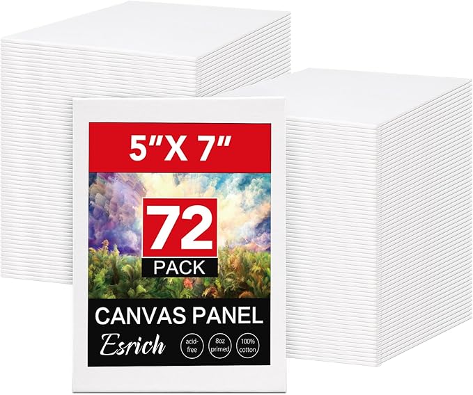 ESRICH Small Canvases for Painting, 5x7 Canvas for Painting 72 Pack, Mini Canvas Primed Acid-Free Blank Painting Canvas Panels for Oil, Watercolor, Acrylic Paint.