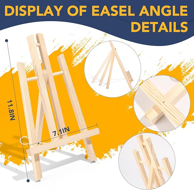 AROIC 52 PCS Canvas and Easel Set，Painting Set with Easels, 4 Wood Easels,40 Brushes with Nylon Brush Head,4 Drawing Boardart and 4 Palette, Painting Supplies kit for Adults to Painting Party