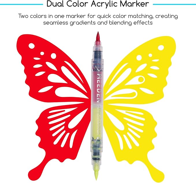 MEEDEN Acrylic Paint Markers Dual Tip: 96 Colors/48 Pcs Brush Tip Acrylic Marker with Automatic Ink Control for Art Supplies - Quick Dry Paint Pens for Rock, Wood, Glass, Easter Basket Stuffers